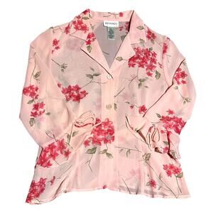 Vintage Coquette Floral Silky Blouse - Size Small